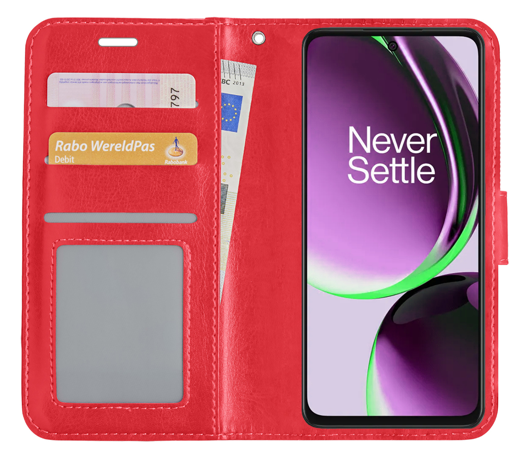 NoXx Hoes Geschikt voor OnePlus Nord CE 3 Lite Hoesje Book Case Hoes Flip Cover Wallet Bookcase - Rood