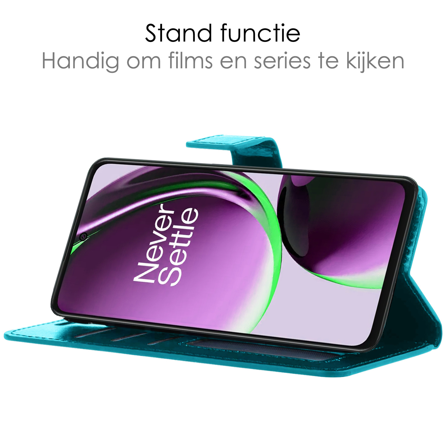 NoXx Hoes Geschikt voor OnePlus Nord CE 3 Lite Hoesje Book Case Hoes Flip Cover Wallet Bookcase - Turquoise