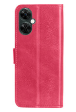 BASEY. Hoes Geschikt voor OnePlus Nord CE 3 Lite Hoesje Bookcase Hoes Flip Case Book Cover Met Screenprotector - Hoesje Geschikt voor OnePlus Nord CE 3 Lite Hoes Book Case Hoesje - Donkerroze