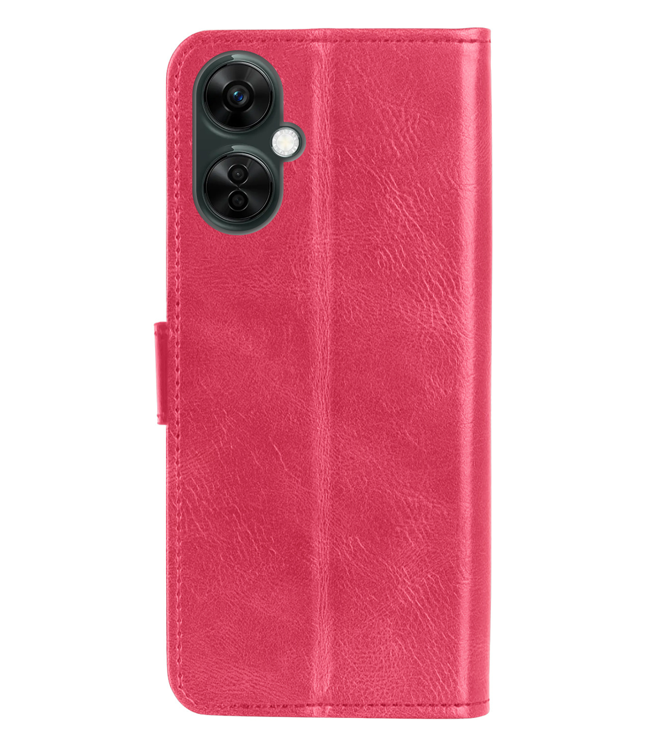 BASEY. Hoes Geschikt voor OnePlus Nord CE 3 Lite Hoesje Bookcase Hoes Flip Case Book Cover Met Screenprotector - Hoesje Geschikt voor OnePlus Nord CE 3 Lite Hoes Book Case Hoesje - Donkerroze