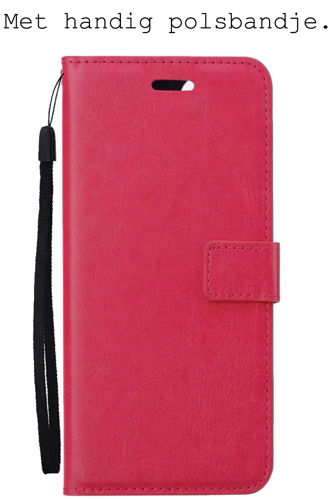 BASEY. Hoes Geschikt voor OnePlus Nord CE 3 Lite Hoesje Bookcase Hoes Flip Case Book Cover Met Screenprotector - Hoesje Geschikt voor OnePlus Nord CE 3 Lite Hoes Book Case Hoesje - Donkerroze