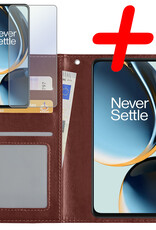 BASEY. Hoes Geschikt voor OnePlus Nord CE 3 Lite Hoesje Bookcase Hoes Flip Case Book Cover Met Screenprotector - Hoesje Geschikt voor OnePlus Nord CE 3 Lite Hoes Book Case Hoesje - Bruin