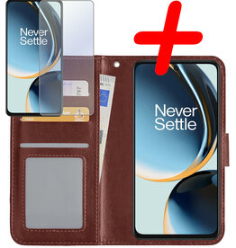 BASEY. BASEY. OnePlus Nord CE 3 Lite Hoesje Bookcase Bruin Met Screenprotector
