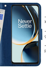 BASEY. Hoes Geschikt voor OnePlus Nord CE 3 Lite Hoesje Bookcase Hoes Flip Case Book Cover Met 2x Screenprotector - Hoesje Geschikt voor OnePlus Nord CE 3 Lite Hoes Book Case Hoesje - Donkerblauw