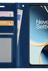 BASEY. Hoes Geschikt voor OnePlus Nord CE 3 Lite Hoesje Bookcase Hoes Flip Case Book Cover Met 2x Screenprotector - Hoesje Geschikt voor OnePlus Nord CE 3 Lite Hoes Book Case Hoesje - Donkerblauw