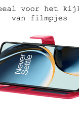 BASEY. Hoes Geschikt voor OnePlus Nord CE 3 Lite Hoesje Bookcase Hoes Flip Case Book Cover Met 2x Screenprotector - Hoesje Geschikt voor OnePlus Nord CE 3 Lite Hoes Book Case Hoesje - Donkerroze