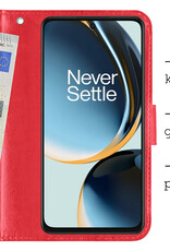 BASEY. Hoes Geschikt voor OnePlus Nord CE 3 Lite Hoesje Bookcase Hoes Flip Case Book Cover Met 2x Screenprotector - Hoesje Geschikt voor OnePlus Nord CE 3 Lite Hoes Book Case Hoesje - Rood