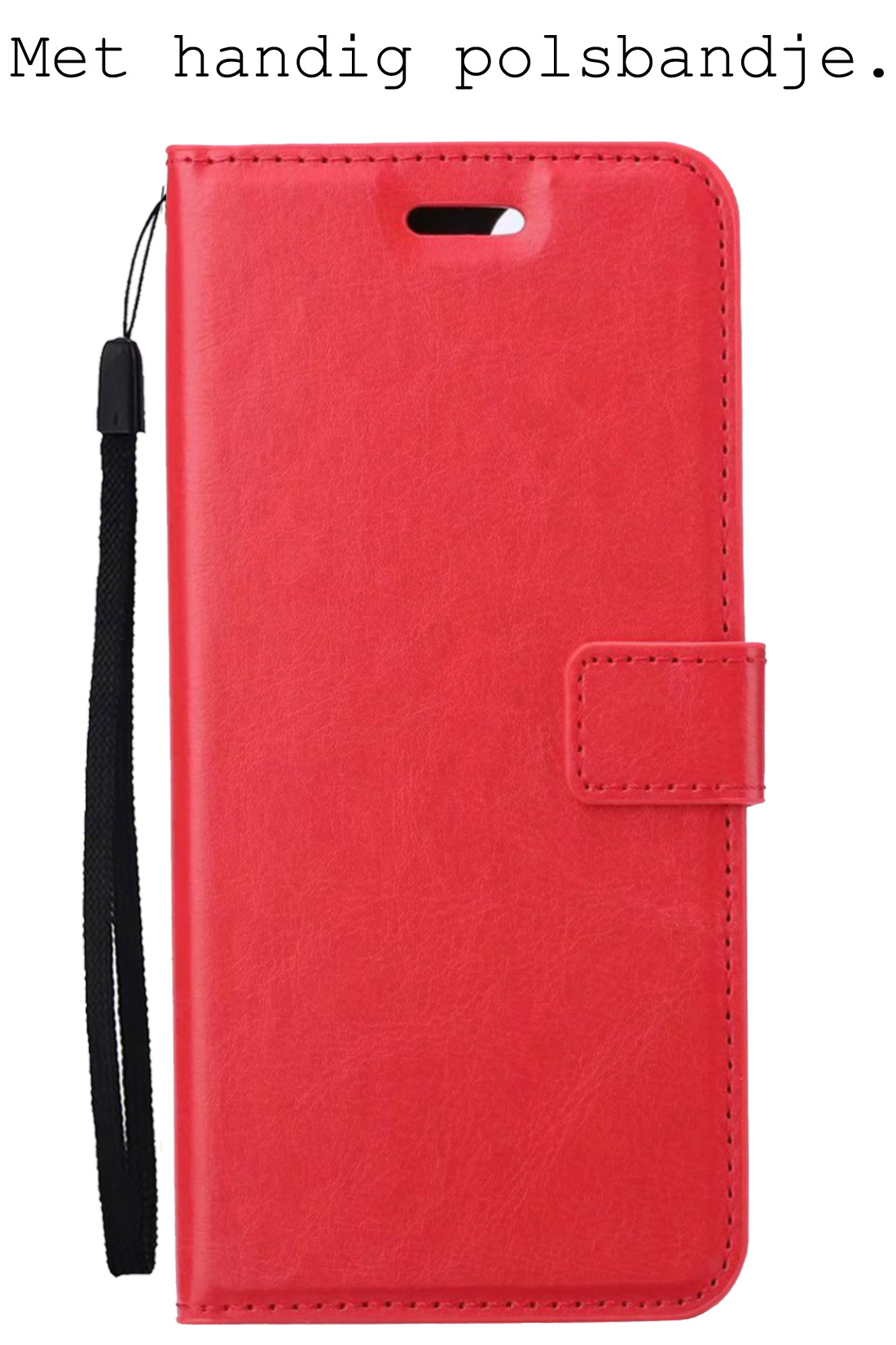 BASEY. Hoes Geschikt voor OnePlus Nord CE 3 Lite Hoesje Bookcase Hoes Flip Case Book Cover Met 2x Screenprotector - Hoesje Geschikt voor OnePlus Nord CE 3 Lite Hoes Book Case Hoesje - Rood
