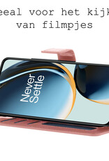 BASEY. Hoes Geschikt voor OnePlus Nord CE 3 Lite Hoesje Bookcase Hoes Flip Case Book Cover Met 2x Screenprotector - Hoesje Geschikt voor OnePlus Nord CE 3 Lite Hoes Book Case Hoesje - Rosé goud