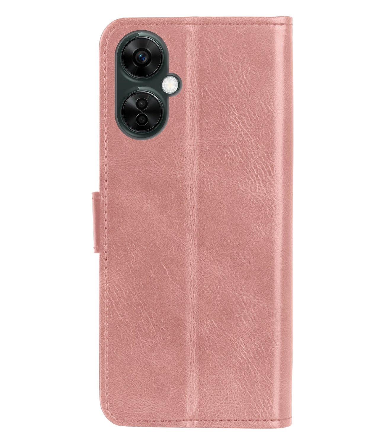 BASEY. Hoes Geschikt voor OnePlus Nord CE 3 Lite Hoesje Bookcase Hoes Flip Case Book Cover Met 2x Screenprotector - Hoesje Geschikt voor OnePlus Nord CE 3 Lite Hoes Book Case Hoesje - Rosé goud