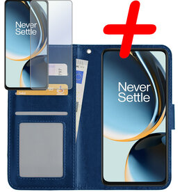 BASEY. BASEY. OnePlus Nord CE 3 Lite Hoesje Bookcase Donkerblauw Met Screenprotector