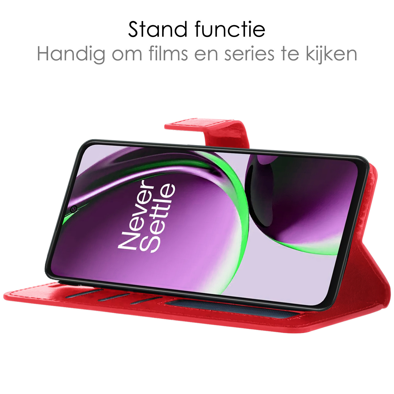 NoXx Hoes Geschikt voor OnePlus Nord CE 3 Lite Hoesje Book Case Hoes Flip Cover Wallet Bookcase Met Screenprotector - Rood