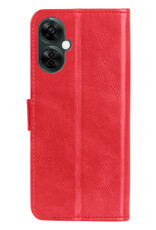 NoXx Hoes Geschikt voor OnePlus Nord CE 3 Lite Hoesje Book Case Hoes Flip Cover Wallet Bookcase Met Screenprotector - Rood