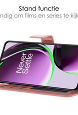 NoXx Hoes Geschikt voor OnePlus Nord CE 3 Lite Hoesje Book Case Hoes Flip Cover Wallet Bookcase Met Screenprotector - Rosé goud