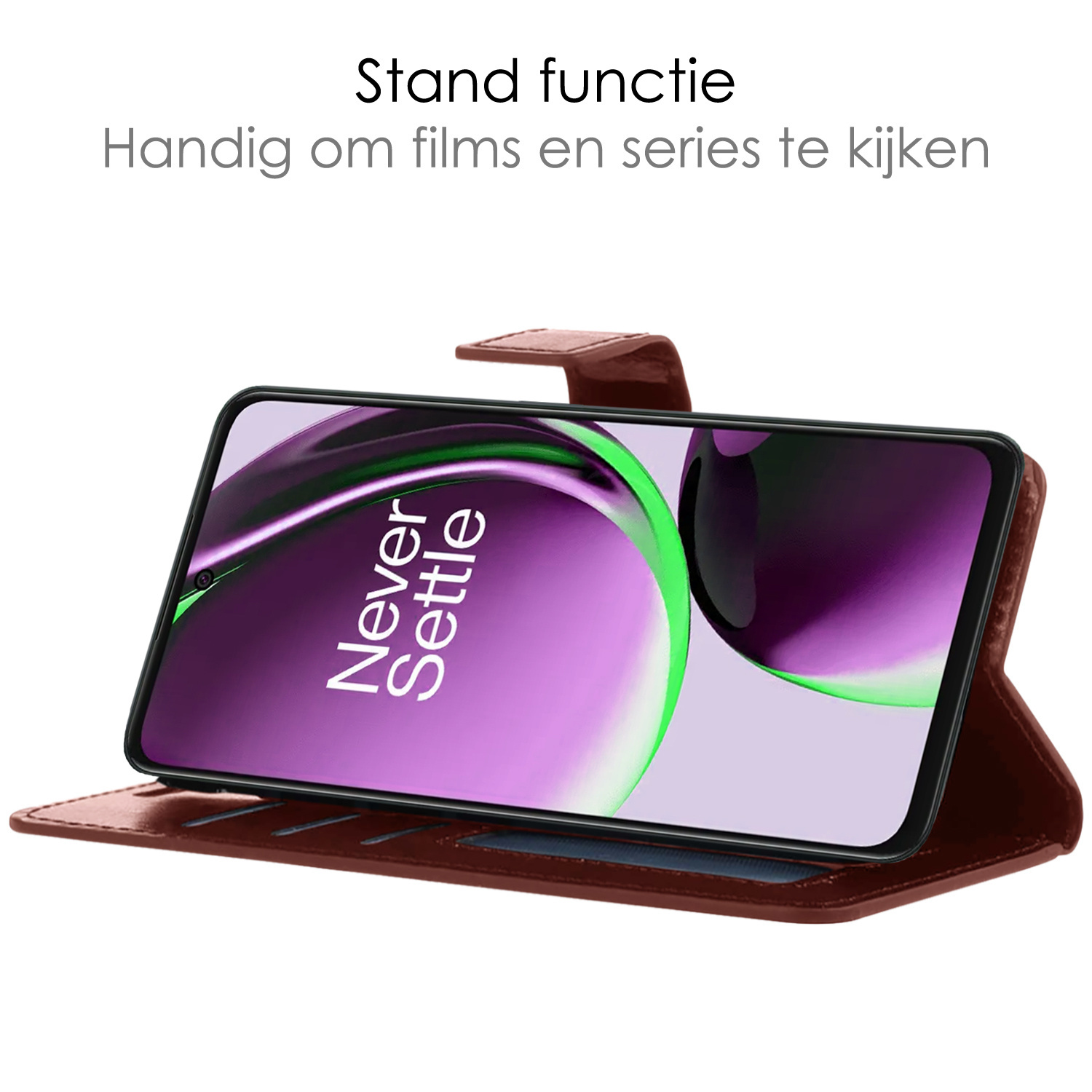 NoXx Hoes Geschikt voor OnePlus Nord CE 3 Lite Hoesje Book Case Hoes Flip Cover Wallet Bookcase Met 2x Screenprotector - Bruin