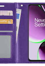 NoXx Hoes Geschikt voor OnePlus Nord CE 3 Lite Hoesje Book Case Hoes Flip Cover Wallet Bookcase Met 2x Screenprotector - Paars