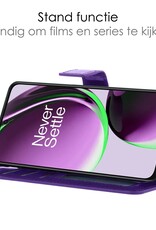 NoXx Hoes Geschikt voor OnePlus Nord CE 3 Lite Hoesje Book Case Hoes Flip Cover Wallet Bookcase Met 2x Screenprotector - Paars