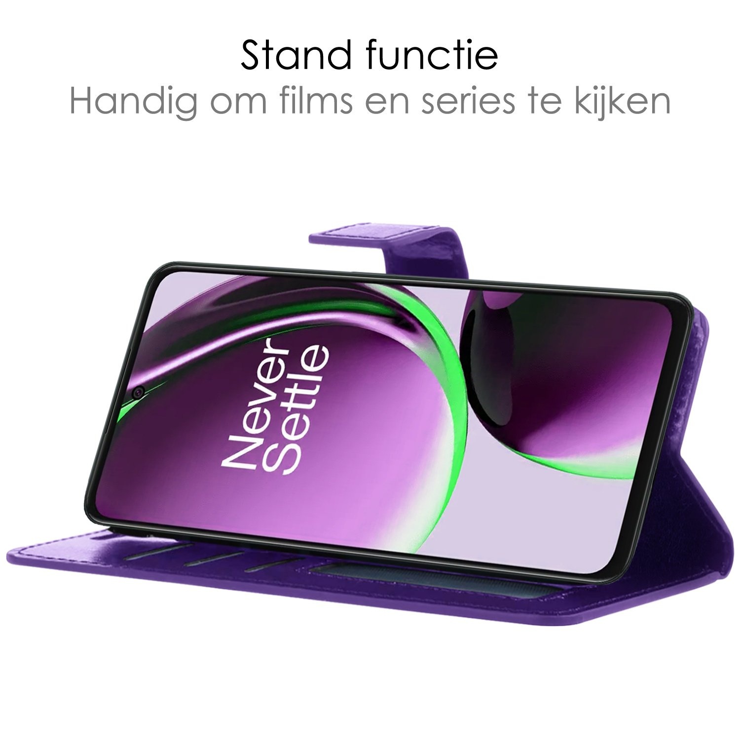 NoXx Hoes Geschikt voor OnePlus Nord CE 3 Lite Hoesje Book Case Hoes Flip Cover Wallet Bookcase Met 2x Screenprotector - Paars