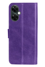 NoXx Hoes Geschikt voor OnePlus Nord CE 3 Lite Hoesje Book Case Hoes Flip Cover Wallet Bookcase Met 2x Screenprotector - Paars