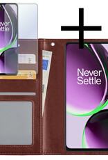 NoXx Hoes Geschikt voor OnePlus Nord CE 3 Lite Hoesje Book Case Hoes Flip Cover Wallet Bookcase Met Screenprotector - Bruin
