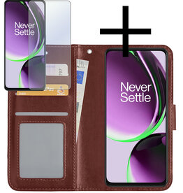 NoXx NoXx OnePlus Nord CE 3 Lite Hoesje Bookcase Bruin Met Screenprotector