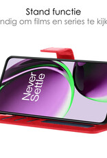 NoXx Hoes Geschikt voor OnePlus Nord CE 3 Lite Hoesje Book Case Hoes Flip Cover Wallet Bookcase Met 2x Screenprotector - Rood