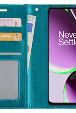 NoXx Hoes Geschikt voor OnePlus Nord CE 3 Lite Hoesje Book Case Hoes Flip Cover Wallet Bookcase Met 2x Screenprotector - Turquoise