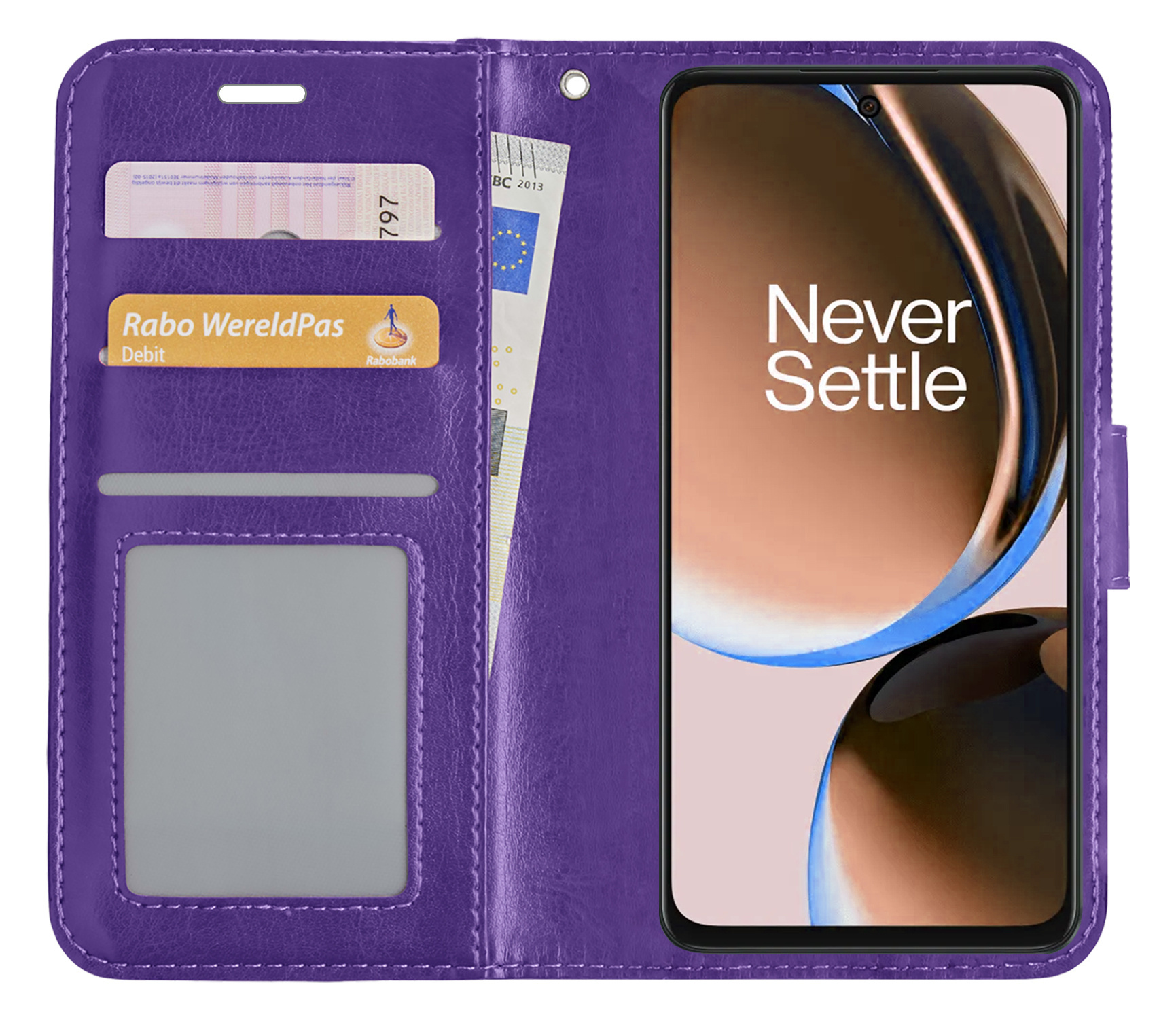 Nomfy Hoesje Geschikt voor OnePlus Nord CE 3 Lite Hoes Bookcase Flipcase Book Cover Met Screenprotector - Hoes Geschikt voor OnePlus Nord CE 3 Lite Hoesje Book Case - Paars