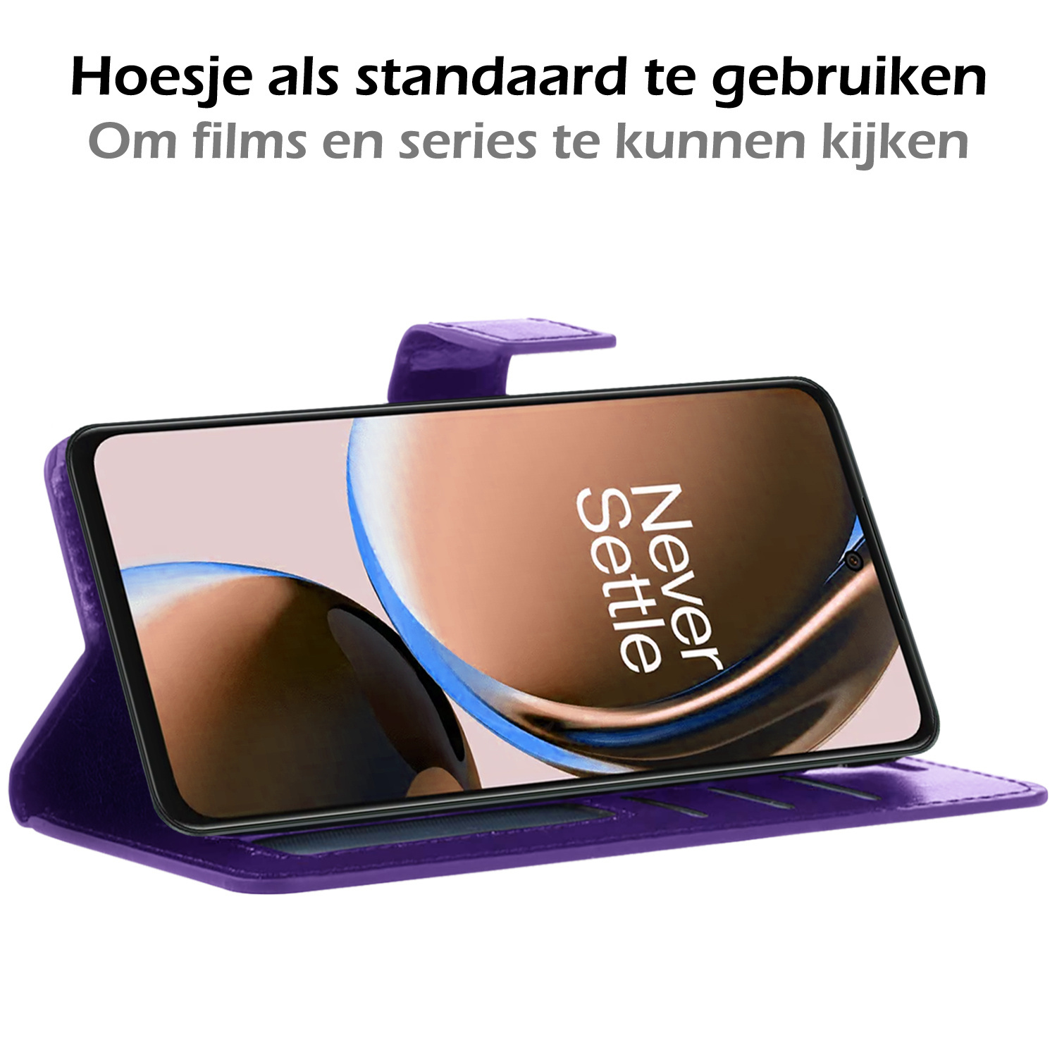 Nomfy Hoesje Geschikt voor OnePlus Nord CE 3 Lite Hoes Bookcase Flipcase Book Cover Met Screenprotector - Hoes Geschikt voor OnePlus Nord CE 3 Lite Hoesje Book Case - Paars