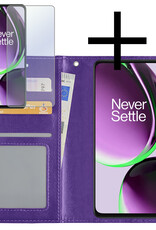 NoXx Hoes Geschikt voor OnePlus Nord CE 3 Lite Hoesje Book Case Hoes Flip Cover Wallet Bookcase Met Screenprotector - Paars