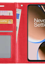 Nomfy Hoesje Geschikt voor OnePlus Nord CE 3 Lite Hoes Bookcase Flipcase Book Cover Met Screenprotector - Hoes Geschikt voor OnePlus Nord CE 3 Lite Hoesje Book Case - Rood