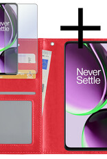 NoXx Hoes Geschikt voor OnePlus Nord CE 3 Lite Hoesje Book Case Hoes Flip Cover Wallet Bookcase Met Screenprotector - Rood