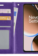 Nomfy Hoesje Geschikt voor OnePlus Nord CE 3 Lite Hoes Bookcase Flipcase Book Cover Met 2x Screenprotector - Hoes Geschikt voor OnePlus Nord CE 3 Lite Hoesje Book Case - Paars