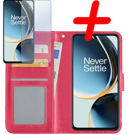 BASEY. BASEY. OnePlus Nord CE 3 Lite Hoesje Bookcase Donkerroze Met Screenprotector