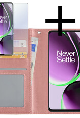 NoXx Hoes Geschikt voor OnePlus Nord CE 3 Lite Hoesje Book Case Hoes Flip Cover Wallet Bookcase Met Screenprotector - Rosé goud