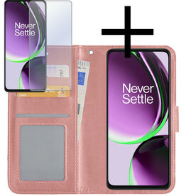 NoXx NoXx OnePlus Nord CE 3 Lite Hoesje Bookcase Rose Goud Met Screenprotector