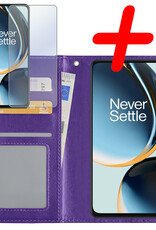 BASEY. Hoes Geschikt voor OnePlus Nord CE 3 Lite Hoesje Bookcase Hoes Flip Case Book Cover Met Screenprotector - Hoesje Geschikt voor OnePlus Nord CE 3 Lite Hoes Book Case Hoesje - Paars