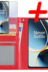 BASEY. Hoes Geschikt voor OnePlus Nord CE 3 Lite Hoesje Bookcase Hoes Flip Case Book Cover Met Screenprotector - Hoesje Geschikt voor OnePlus Nord CE 3 Lite Hoes Book Case Hoesje - Rood