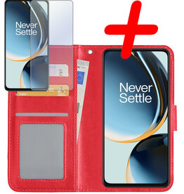 BASEY. BASEY. OnePlus Nord CE 3 Lite Hoesje Bookcase Rood Met Screenprotector
