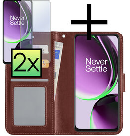 NoXx NoXx OnePlus Nord CE 3 Lite Hoesje Bookcase Bruin Met 2x Screenprotector