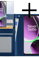NoXx Hoes Geschikt voor OnePlus Nord CE 3 Lite Hoesje Book Case Hoes Flip Cover Wallet Bookcase Met 2x Screenprotector - Donkerblauw
