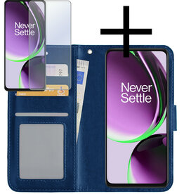 NoXx NoXx OnePlus Nord CE 3 Lite Hoesje Bookcase Donkerblauw Met 2x Screenprotector