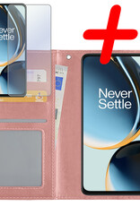 BASEY. Hoes Geschikt voor OnePlus Nord CE 3 Lite Hoesje Bookcase Hoes Flip Case Book Cover Met Screenprotector - Hoesje Geschikt voor OnePlus Nord CE 3 Lite Hoes Book Case Hoesje - Rosé goud
