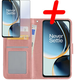 BASEY. BASEY. OnePlus Nord CE 3 Lite Hoesje Bookcase Rose Goud Met Screenprotector