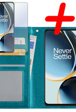 BASEY. Hoes Geschikt voor OnePlus Nord CE 3 Lite Hoesje Bookcase Hoes Flip Case Book Cover Met Screenprotector - Hoesje Geschikt voor OnePlus Nord CE 3 Lite Hoes Book Case Hoesje - Turquoise