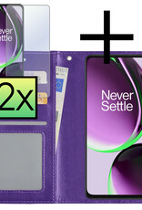 NoXx Hoes Geschikt voor OnePlus Nord CE 3 Lite Hoesje Book Case Hoes Flip Cover Wallet Bookcase Met 2x Screenprotector - Paars