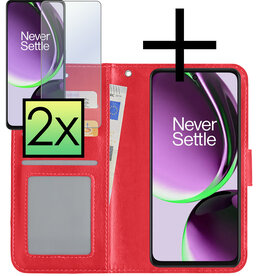 NoXx NoXx OnePlus Nord CE 3 Lite Hoesje Bookcase Rood Met 2x Screenprotector