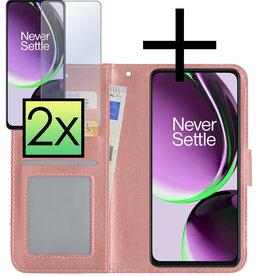 NoXx NoXx OnePlus Nord CE 3 Lite Hoesje Bookcase Rose Goud Met 2x Screenprotector