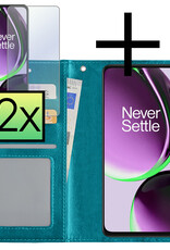 NoXx Hoes Geschikt voor OnePlus Nord CE 3 Lite Hoesje Book Case Hoes Flip Cover Wallet Bookcase Met 2x Screenprotector - Turquoise