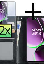 NoXx Hoes Geschikt voor OnePlus Nord CE 3 Lite Hoesje Book Case Hoes Flip Cover Wallet Bookcase Met 2x Screenprotector - Zwart